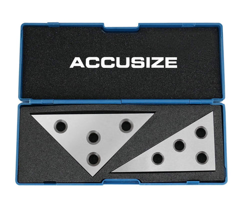 Accusize Industrial Tools 2 Pcs Solid Angle Plate Set - 30-60-90 Deg and 45-45-90 Deg