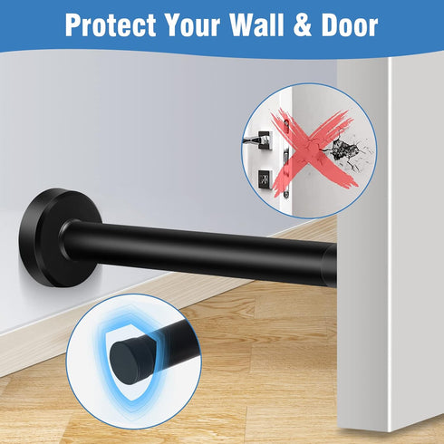 Black Stainless Steel Door Stop with Rubber Absorber Tip, 5 Inch Cylindrical Thickening Door Holder Catch