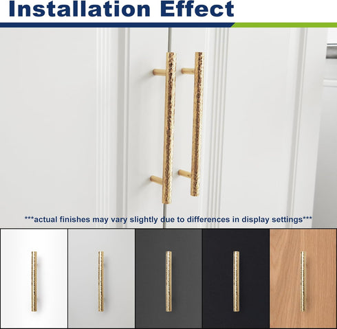2-Pack Solid Brass Kitchen Cabinet Pulls, Gold Modern T-Bar Handles, 3-3/4-Inch Hole Center, Polished Finish