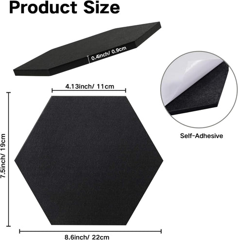Gute 12 Pcs Self Adhesive Hexagon Felt Bulletin Board Tiles, Wall Decor for Memos Photos Display Cork Board