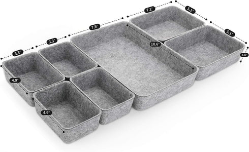Welaxy Office Drawer Organizers, 7-Piece Felt Storage Bin for Stationery and Craft Sorting at Home or Dorm