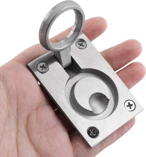 2Pcs Flush Pull Ring Handles 2.5" x 1.8" Hidden Recessed Furniture Handle, 304 Stainless Steel Recessed Boat Hatch