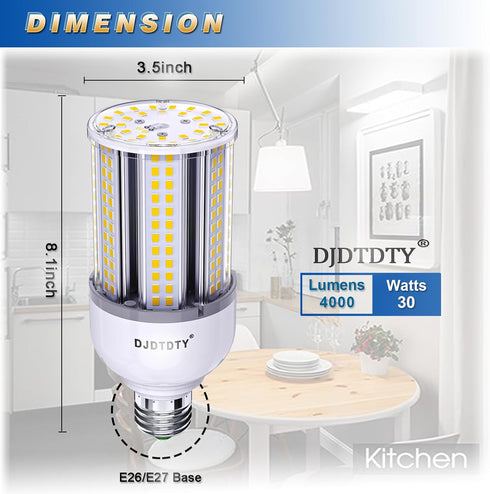 Amazon High Brightness LED Light Bulb, 2 Pack, 30W-300W/LED Corn Bulb, E26 Base, 5000K, Suitable for Garage, Workshop