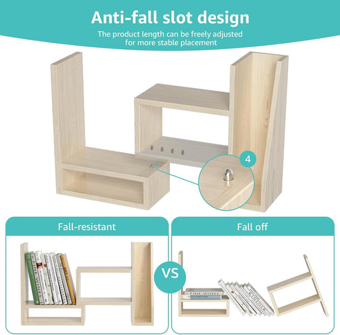 Desktop File Organizer Desk Organizer Shelf - Wooden Office Organization Shelves for Top of Desk Organizers