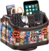 PUSU Colorful Pattern Remote Control Holder, PU Leather 360° Rotatable Nightstand Organizer for TV Remotes/Office
