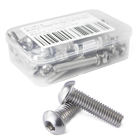 M6-1.0 x 16mm Button Head Socket Cap Bolts Screws, 304 Stainless Steel 18-8, Allen Socket Drive, Quantity 25