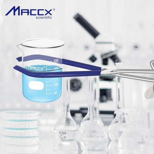 Laboratory Cup Beaker Clip Pliers Tool, Blue Rubber Coated Ends Beaker Tongs for 50mL - 2000mL Capacity