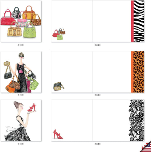 The Best Card Company - 10 Blank Note Cards for Women (4 x 5.12 Inch) - Assorted Fashion Greeting Cards