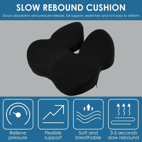 PHWRECZ Seat Cushion Memory Foam Cushion for Office Chair Car Seat, Airplane, Bleacher Sciatica Relief Desk Chair