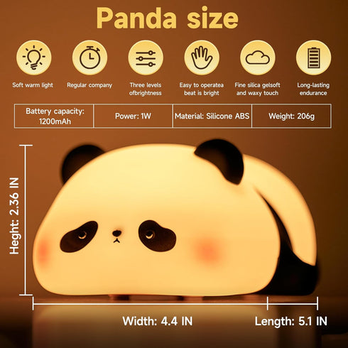 Cute Duck Lamp,Fun Lying Flat Duck Panda Night Light,LED Squishy Animal Novelty Lamp,Toddler Baby Night Light