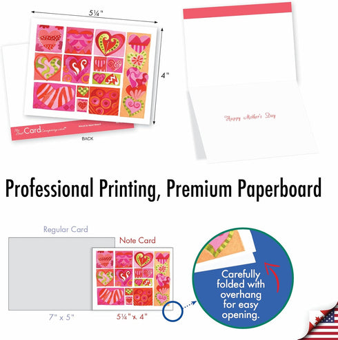 The Best Card Company 10 Assorted Mother's Day Notecards Bulk Box Set, 4 x 5.12 Inch, 10 Designs with Envelopes