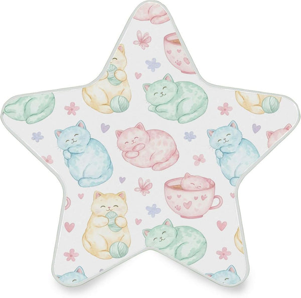 Burbuja Cats LED Night Light Plug into Wall 0.2W Star-Shaped Nightlight Dusk to