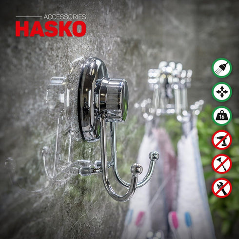 (2 Pack) HASKO accessories - Powerful Vacuum Suction Cup Hooks - Organizer for Towel, Bathrobe and Loofah - Strong