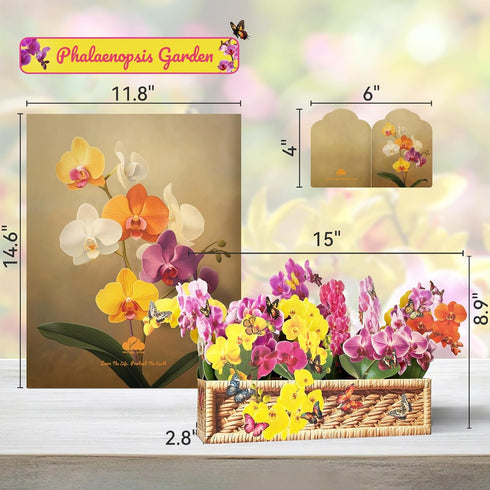 Pop Up Cards, Orchid Paper Flower Bouquet for Mother's Day,Birthday, Thank You, Encouragement, Get Well Gift with Note