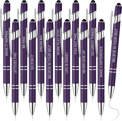 Zonon 12 Pieces Fine Point Inspirational Motivational Pens, Fun Quotes Ballpoint Pens for School Office Gifts (Dark