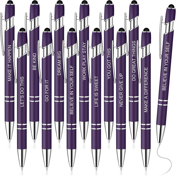 Zonon 12 Pieces Fine Point Inspirational Motivational Pens, Fun Quotes Ballpoint Pens for School Office Gifts (Dark