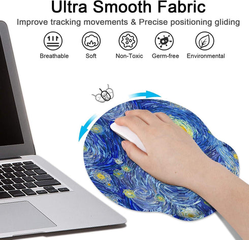 Britimes Mouse Pad 3pcs Set with Wrist Support, Abstract Night Sky Non-Slip Rubber Base for Home Office Gaming