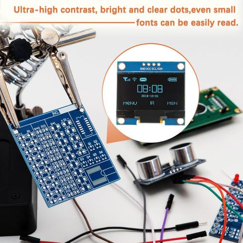 JAMHER 1.3 Inch I2C 128x64 Wire(5Pack IIC OLED Display Module Pixel Mini Self-Luminous Display Screen Board for Arduino