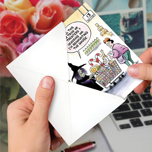 NobleWorks Funny Halloween Greeting Card: 5 x 7 Inch Envelope (1 Card) Witch Renovation C10723HWG