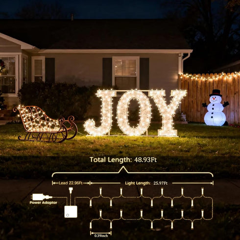 800 48FT 8 Cluster Christmas Lights, LED Warm White Cluster Lights, Twinkle Christmas Tree Outdoor Waterproof