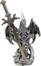 Ebros Gift Legendary Silver Dragon Guardian of The Celtic High Cross Letter Opener Figurine Sculpture