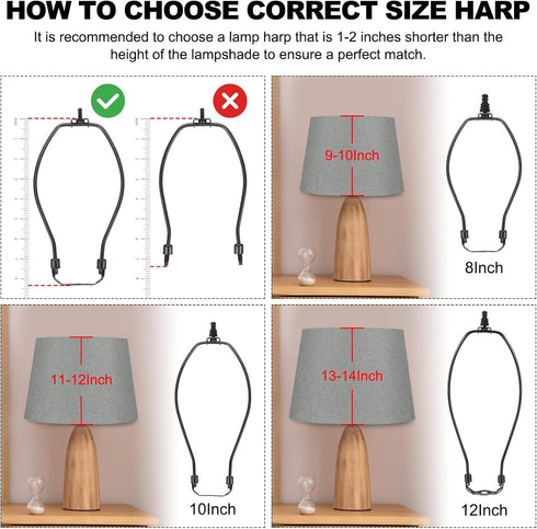 6 Inch 1" 1 Set PATIKIL Lamp Harp Kit with Tall Iron Finial, Heavy Duty Bracket with Standard Saddle & Finial