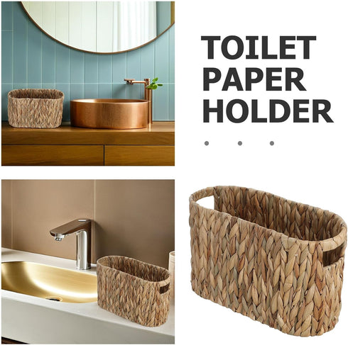 Toilet Paper Storage Basket: Toilet Paper Holder Wicker Basket - Bathroom Accessories Organizer Boho Hand Woven Rattan