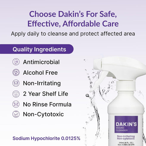 0.0125% 8 oz Dakin's Wound Cleanser Spray Diluted Sodium Hypochlorite Solution for Acute or Chronic Wounds
