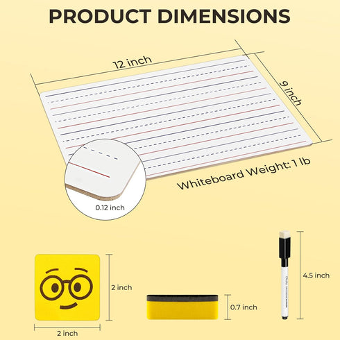 Double Sided Dry Erase Boards - Ohuhu 25-Pack 9 x 12 Inch Whiteboards Set for Classroom