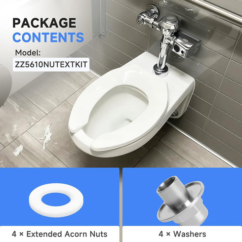 Aigemsi (4-Pack) ZZ5610NUTEXTKIT Set, Z5610 Extended Acorn Nut and Washer Compatible with Zurn Wall-Hung Toilet