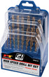 Performance Tool 21-Piece High Speed Drill Bit Set, Titanium Coated