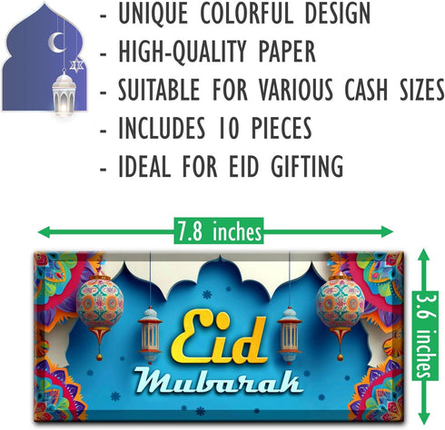 exciting Lives set 10 Eid Envelops of - Money Envelopes Eid Gifts Cards Holders for Ramadan Eid Al-Fitr Gifts Greeting