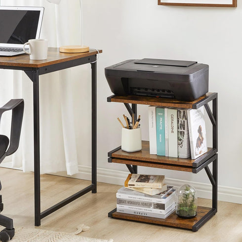 IBUYKE 2-Tier UTLJ004H Desktop Printer Stand Holder, Multi-Purpose Desk Organizer Storage Shelf, Book Shelf Printer