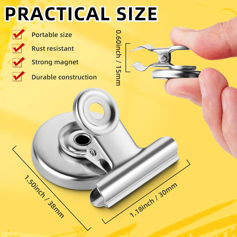 Magnetic Clips 50 Pack, Stainless Steel, 1.2 Inch, Perfect for Home, Office, School Use, Photo Displays