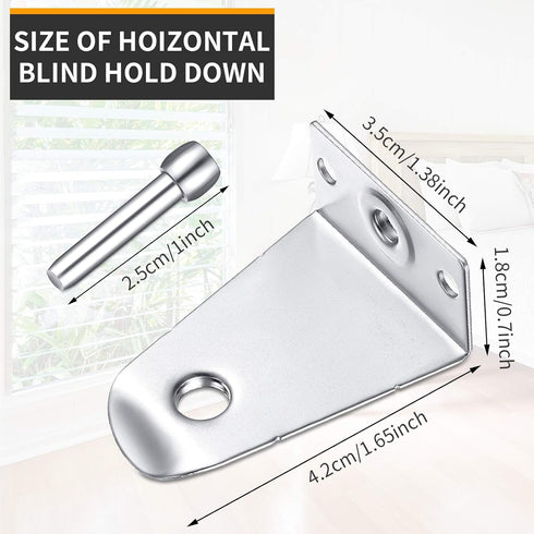 2 Inch Metal Hold Down Brackets and Pins, Blind Brackets for Horizontal Blinds Shades Windows Doors (8)