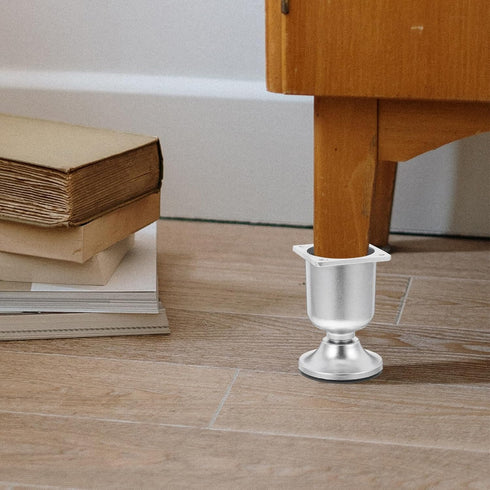 4pcs Set KICHOUSE Aluminum Alloy Replacement Legs for Sofa and Side Table, Oval Silver Sofa Feet Support for Furniture
