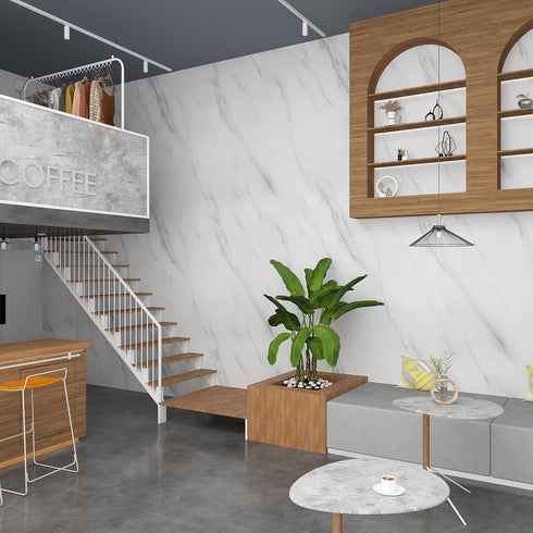 JSEVEM Grey White Marble Wallpaper, 15.74" 118.11" Self Adhesive Removable Decor for Kitchen Countertop