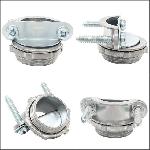 4 Pcs Zinc Clamp Type Cable Connectors, 3/4 Inch Clamp Fittings for Metallic Conduit Protect Cables