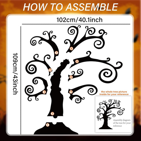 Large Happy Halloween Bulletin Board Set, Classroom Decoration with Bat Pumpkin Tree Paper Cutouts