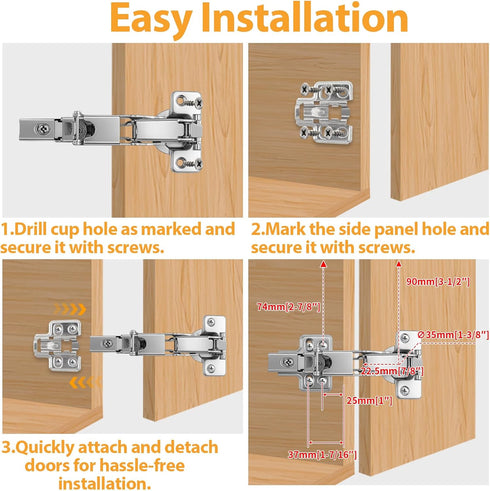 165 48mm 2 /1 TamBee Corner Cabinet Hinge Bifold Degree Lazy Susan Door Hinge Full Overlay Soft Close Hinges Concealed
