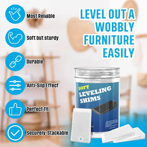 Furniture Levelers, 32 Pieces Clear Table Shim, Premium Rubber Type Texture for Restaurant Leg Wedges, Home Improvement