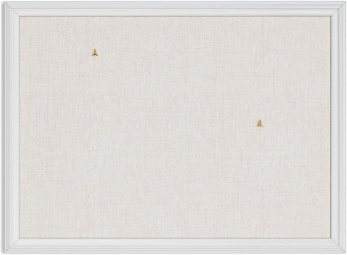 U Brands Farmhouse Linen Bulletin Board, 23"x17", White Wood Style Frame, Industrial Grade Pinning Surface