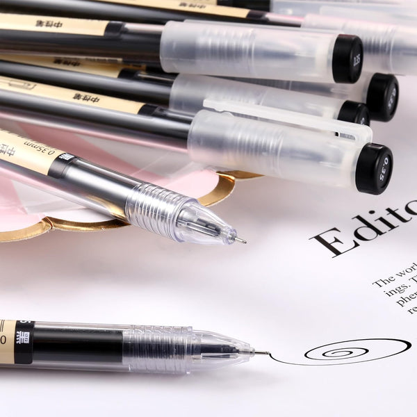 Chinco 12 Pieces Black Gel Ink Pen, 0.35 mm Extra Fine Japanese Stationery for Office School Supply