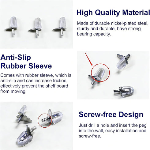 RiseDirectly 30PCS 3mm Closet, L-Shaped Shelf Support Pegs, Bracket Pins for Cabinet, Bookshelf, Cupboard, Kitchen