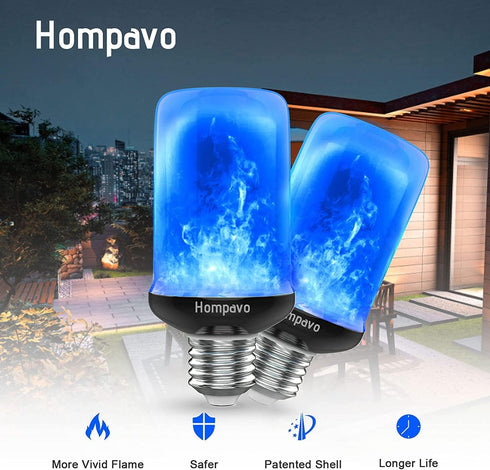 Hompavo Upgraded LED Flame Light Bulbs, Purple Flickering Effect, E26/E27 Flame Bulb for Halloween Christmas, 4 Pack