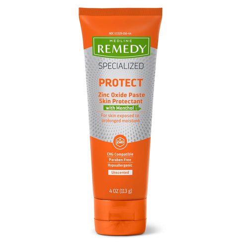 Medline Remedy Specialized Zinc Oxide Paste with Menthol (4 oz Tube), Unscented,
