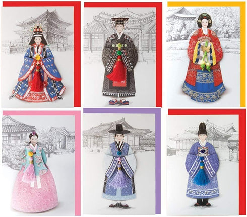 From&to Hanbok 6pcs Korean Royal family Dress Cards Sets korea souvenir Korean