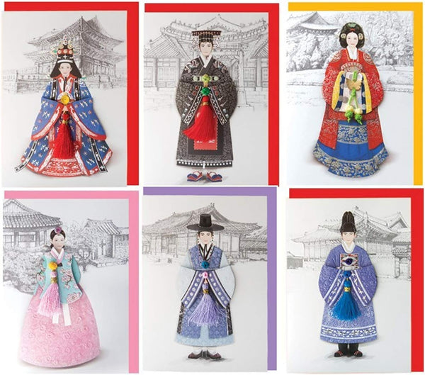 From&to Hanbok 6pcs Korean Royal family Dress Cards Sets korea souvenir Korean