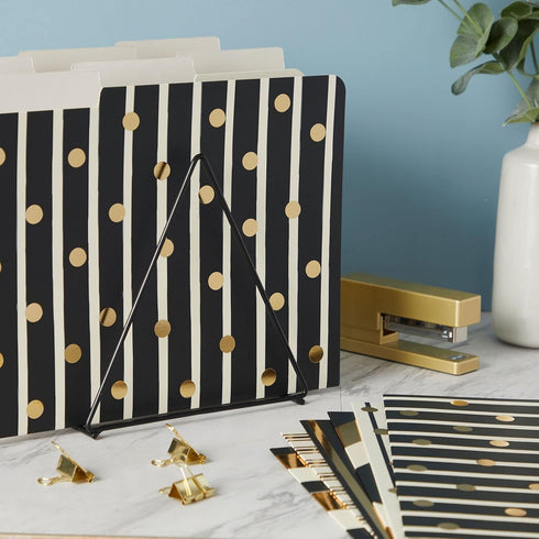 Paper Junkie Geometric File Folders with 1/3 Cut Tabs, Gold Office Supplies (11.5 x 9.5 in, 12 Pack) by Paper Junkie