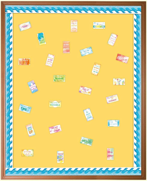Ocean Waves Bulletin Board Border, Blue Turquoise Trim Paper for Classroom Decorations, 36 Feet